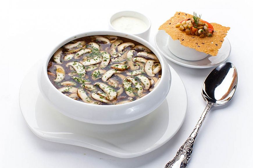 ресторан Турандот блюдо русской кухни грибной суп суп из белых грибов рецепт супа